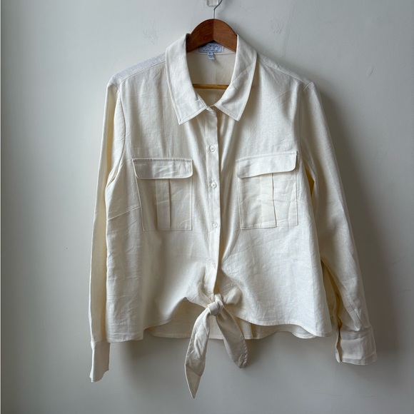 NWT Linen Blend Tie Up Top - Picture 11 of 11